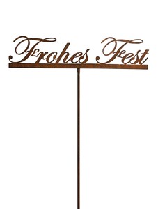 Weihnachtsdeko Stecker Frohes Fest Metall Rost 109cm Garten