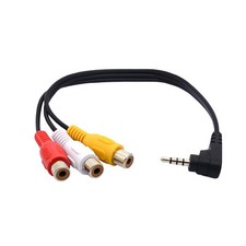 3.5mm 1/8" Male Stereo Right Angle to 3x RCA Female Audio Video AV Adapter Cable
