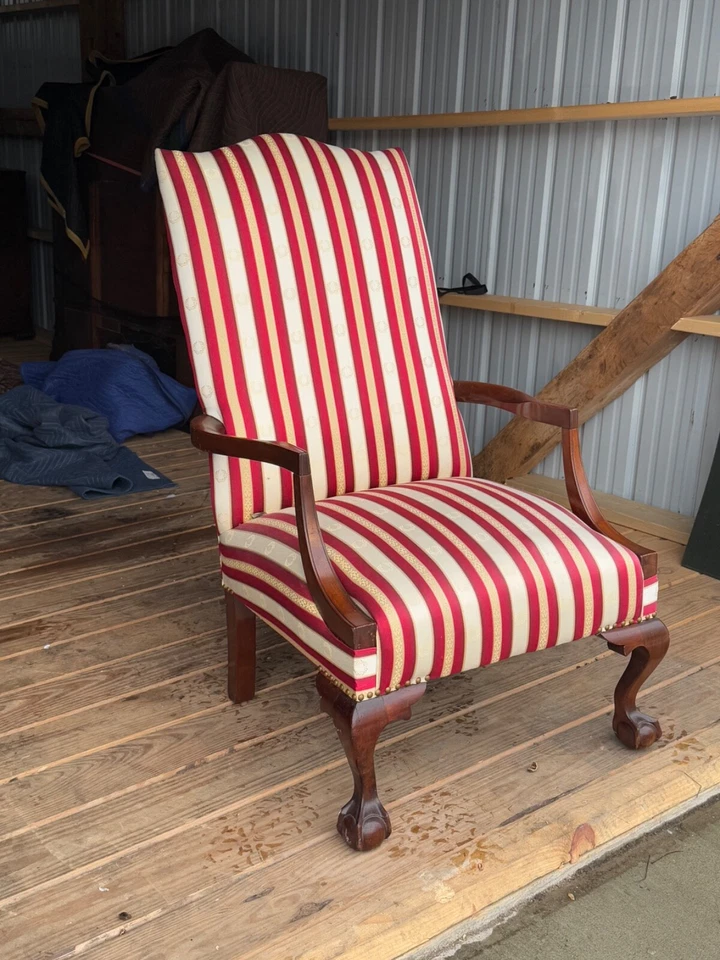 старинный Chippendale красное дерево орех легкий стул у камина мяч коготь - Изображение 4 из 4