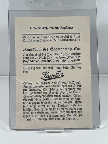 1932 Sanella Margarine Type 3 Set-Break #105 Downhill Skiing - German - NM - Picture 2 of 2