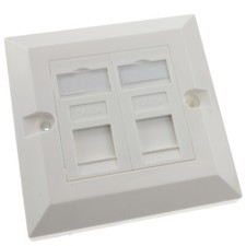 RJ45 Face Plate Wall Sockets Cat5E Double 2 Port with Keystones Jacks
