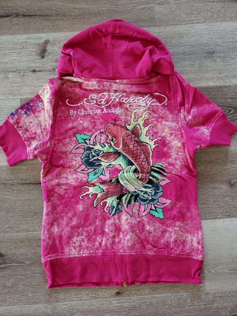 Pink ed hardy hoodie sales