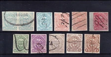 COLOMBIA   1885  CUNDINAMARCA  LOCAL ISSUE  Mi 12-16  11 STAMPS  COLOR  SHADES