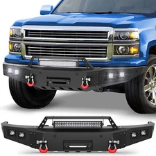 Front Bumper For Chevrolet Silverado 1500 2014-2015 w/Winch Plate & LED Lights