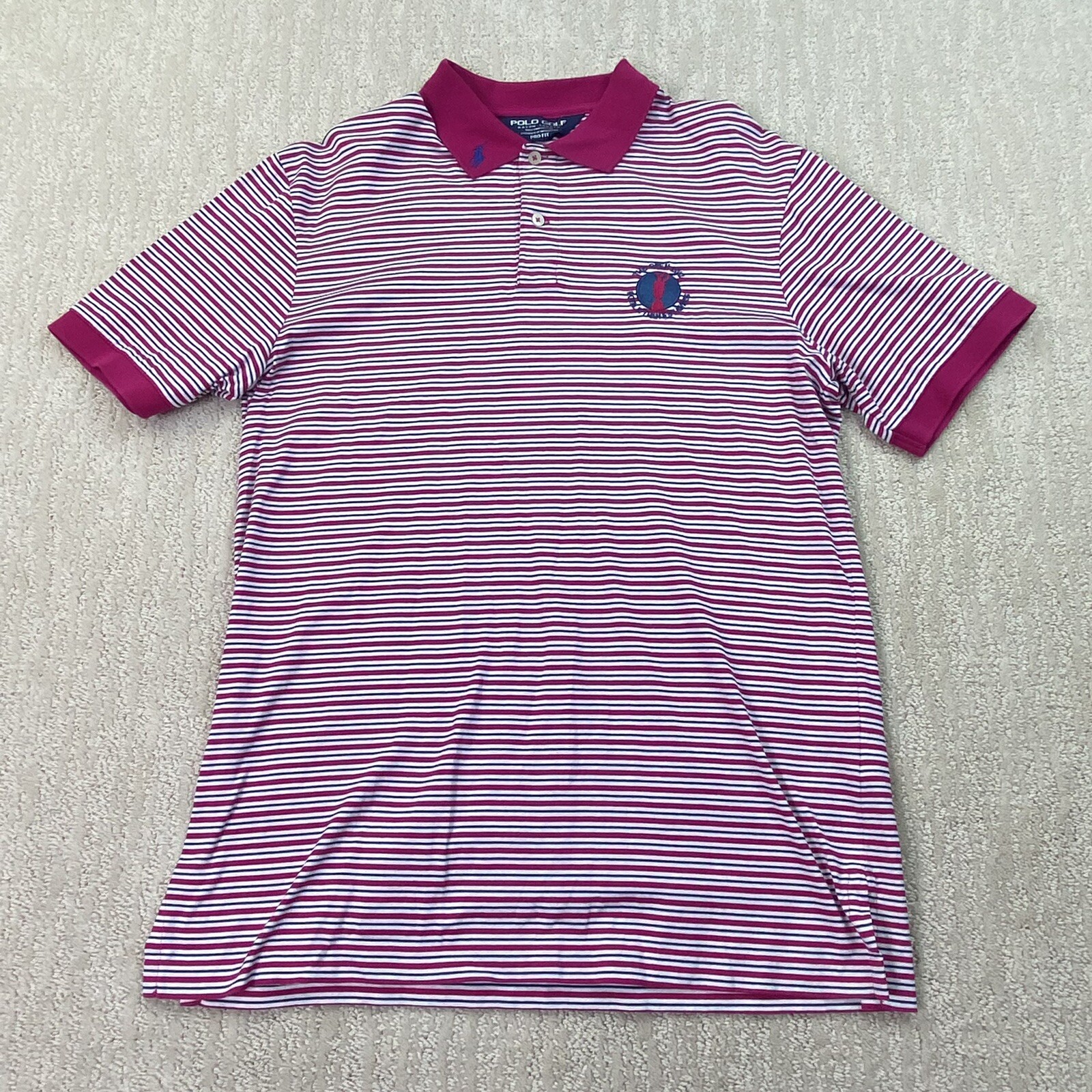 PONY Polo Ralph Lauren Golf Camicia Uomo Media Rossa Royal Lytham St. Anne Manica Corta