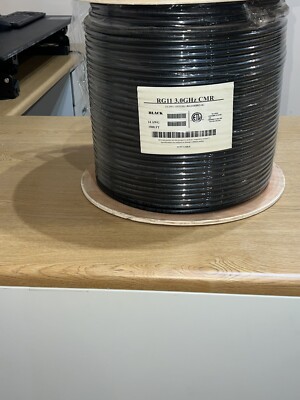 RG11 Quad Shield Coaxial Cable, 14 AWG CCS Solid, Black, Spool, 1000ft