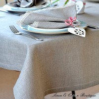 Luxury Hemstitched Linen & Cotton Natural Tablecloth, 100% Linen -143 X 250cm X Luxury Hemstitched Linen & Cotton Natural Tablecloth, 100% Linen -143 X 250cm X