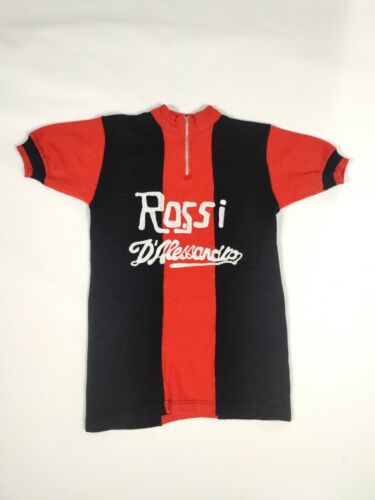 V Vintage Cycling Cycling Jersey Wool Bike Red D'Alessandro - Picture 1 of 3