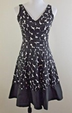 Nine West Womens Fit & Flare DRESS - Size 2 - Sleeveless Black White Polka Dot