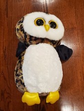 Ty Beanie Boos Owliver The Owl Plush XL 17" Big Eyes USED Damaged