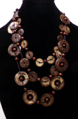 Chic Boho Donut Necklace 20'' Vintage Costume Jewelry B26