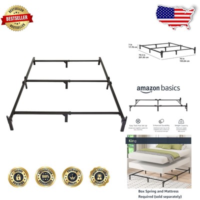 Durable King Size Metal Bed Frame   Easy Tool-Free Assembly, 9-Leg Support