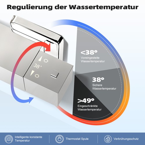 Duschsystem mit Thermostat Duscharmatur Regendusche Duschset Duschsäule Dusche - Bild 8 von 9