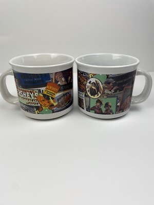 2002 HFC Hersheys Sweet Milk Chocolate Cocoa Pair Of Coffee Mug Cups Collectible