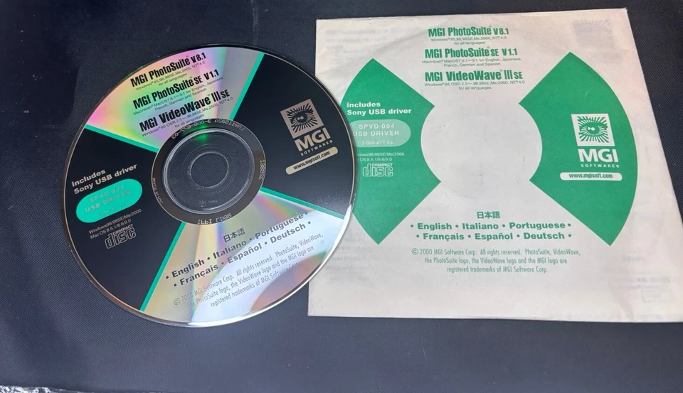 2000 Sony SPVD-004 Driver Disc MGI Software Photo Suite 8.1 Bundle Windows Mac - Image 2 of 4