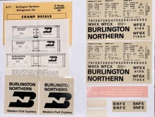 CHAMP O SCALE DECAL-BURLINGTON NORTHERN/WFEX REFRIGERATOR CAR - #R-71