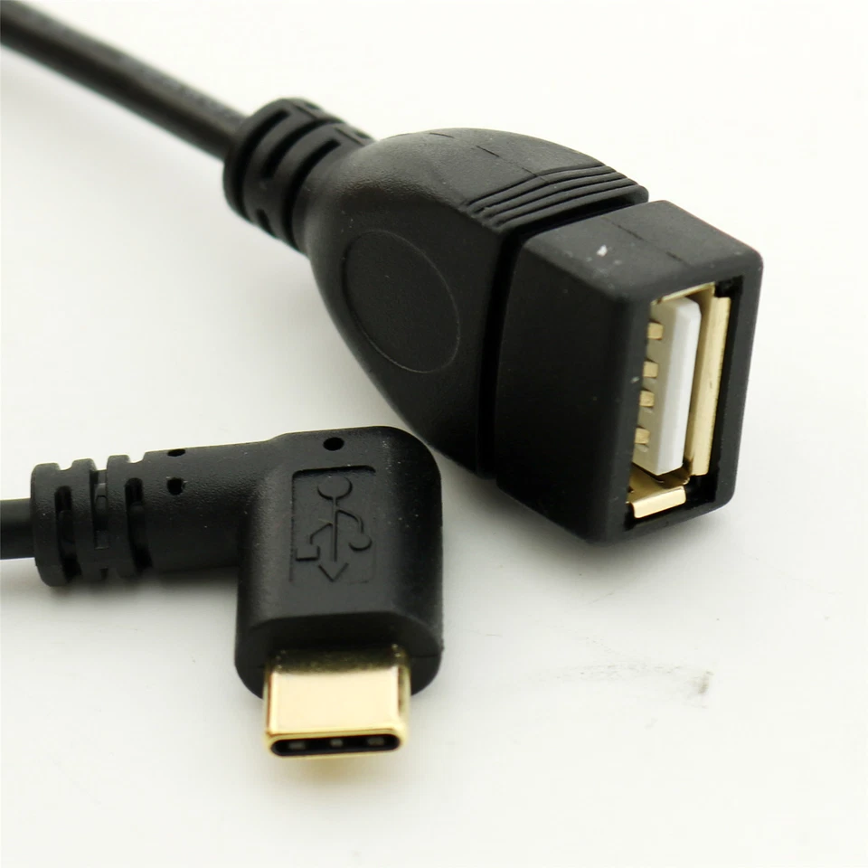 1x Gold Type C 3.1 Male Right Angled to USB 2.0 A Female Data Charging OTG Cable - Image 4 of 4