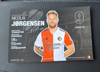 NICOLAI JORGENSEN #3 FEYENOORD LEVERKUSEN / KOPENHAGEN / DENMARK AUTOGRAMMKARTE