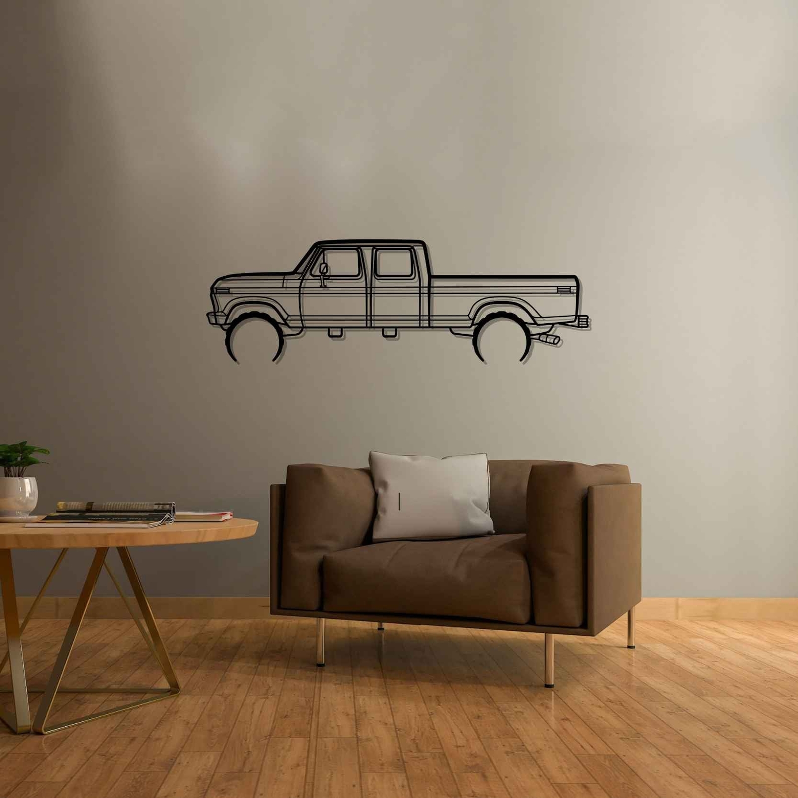 Wall Art Home Decor 3D Acrylic Metal Car Auto Poster USA Silhouette F350 1976