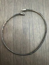 Silpada 925 Sterling Silver Black Leather Cord Necklace Single Strand Size 14”