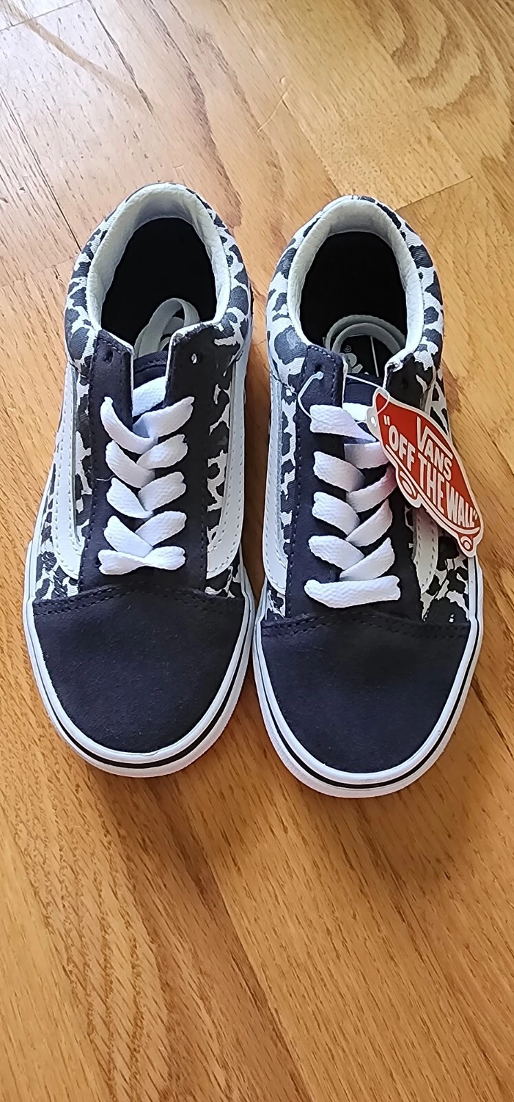 Scarpe da ginnastica Vans ragazzi ragazze taglia 11 5 leopardo neve vecchia Skool in tela nuove con etichette
