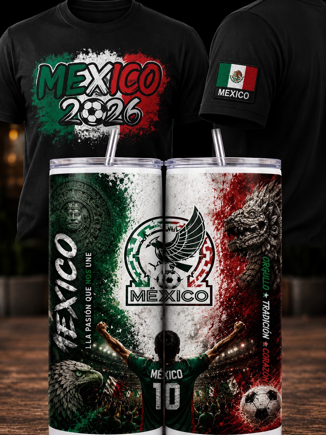 Mexico Soccer Fan Gift Set | Mexico T-Shirt & 20oz Tumbler Combo