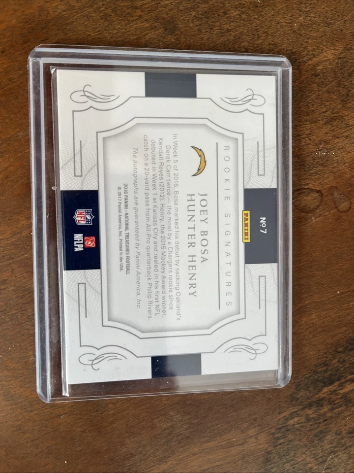 2016 Panini National Treasures - Rookie Dual Signatures Joey Bosa, Hunter Henry - Image 2 of 2