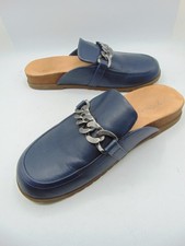 VIONIC Geiogie Navy Leather Slip On Flat Mule - Chain Size EU 40.5 US 9.5 M