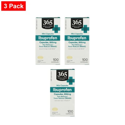 365 By WFM Ibuprofen Soft Gels, 100 Ct - 3 Pack