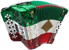 Rossetti 3412 34-key Diatonic Button Accordian - GCF, Mexican Flag