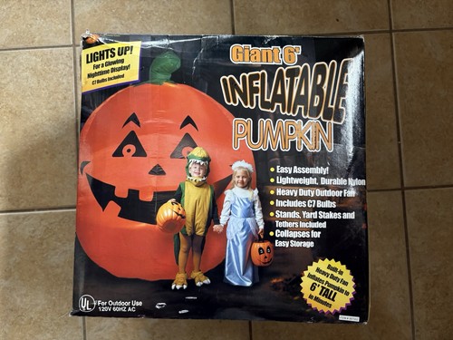 Gemmy Giant 6' Inflatable Pumpkin Halloween Outdoor Blow Up Decoration Read