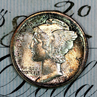 1917 S SUPERB GEM BU MS MERCURY SILVER DIME FROM ORIGINAL COLLECTION