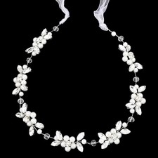 Flower Girl Headpiece Hair Accessory Silver Crystal Pearl Headband Wedding Fit