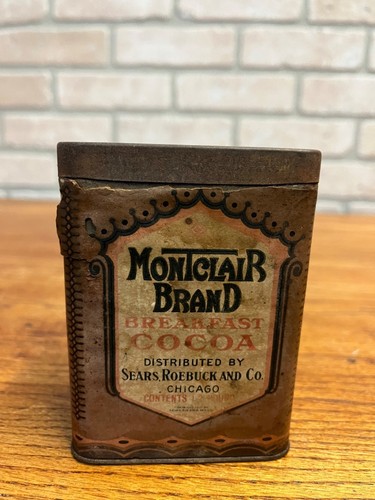 Vintage 1920s Montclair Breakfast Cocoa Tin Can Advertising Sears Roebuck Co