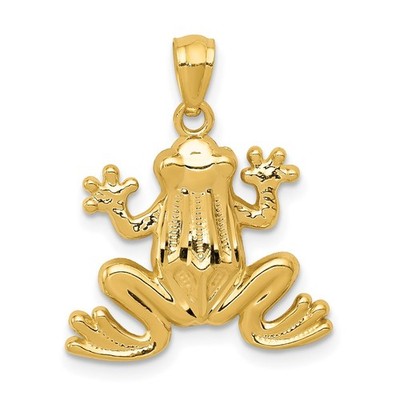 14k Gelbgold poliert Frosch Form Charm Anhänger L 23mm, B 18mm