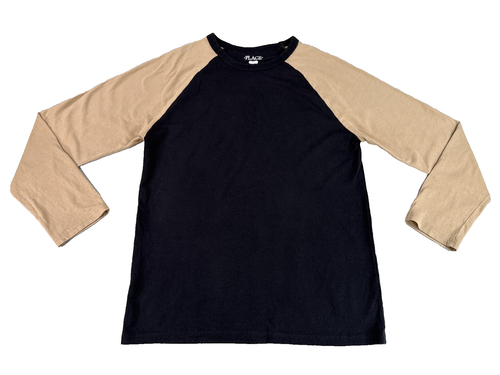 PLACE Raglan Shirt Youth Large 10/12 Black Tan Colorblock Long Sleeve