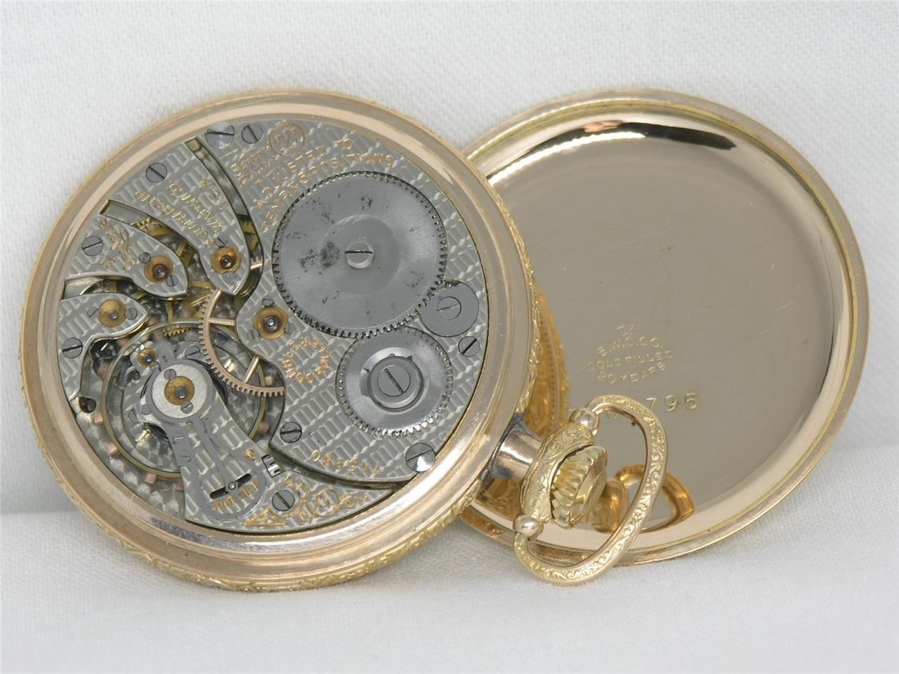 ANTIQUE 16S GR. 227 SOUTH BEND 21 JEWEL RAILROAD 14K GF POCKET WATCH, RUNNING!