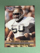 Chris Zorich Rookie 1991 Pro Set Notre Dame Fighting Irish #33 Z707