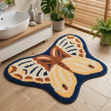 Butterfly Bathroom Rug, Absorbent Non Slip Bath Mat