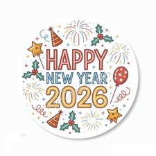 2026 HAPPY NEW YEAR FAVORS SCRAPBOOK STICKERS ENVELOPE SEALS LABELS