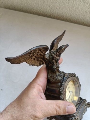 20/30s RARE KIENZLE BRONZE EAGLE TABLE ART DECÒ CLOCK WATCH UHREN OROLOGIO - Foto 6 di 14