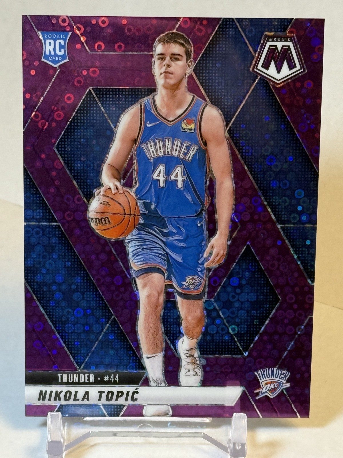 2024-25 Panini Mosaic #242 Nikola Topic Rookie Fast Break Purple /50 (RC) OKC
