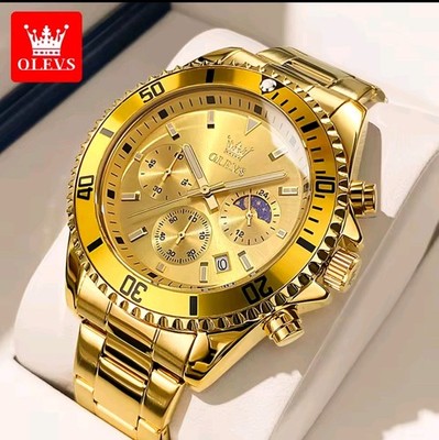 OLEVS Herrenuhr  Wasserdicht luxus Gold farbe Quarz  Datum box und geschenk  