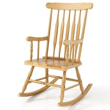 Solid Wood Rocking Chair Porch Rocker Indoor Outdoor Seat Glossy Finish