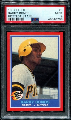 PSA 9 MINT 1987 FLEER HOTTEST STARS BARRY BONDS #5 PIRATES 46798 B215