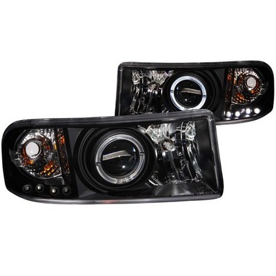Anzo USA 111196 Black Halo Projector Headlight with Clear Lens and Amber Refl...