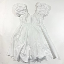 New Abercrombie Puff Sleeve Ruched Mini Dress White Size Small