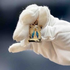 14K Yellow Gold Milagrosa Virgin Mary Picture...