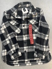 Members Mark Girls Black White Plaid Shacket Pockets Relaxed Fit Sz M 7/8 NEW