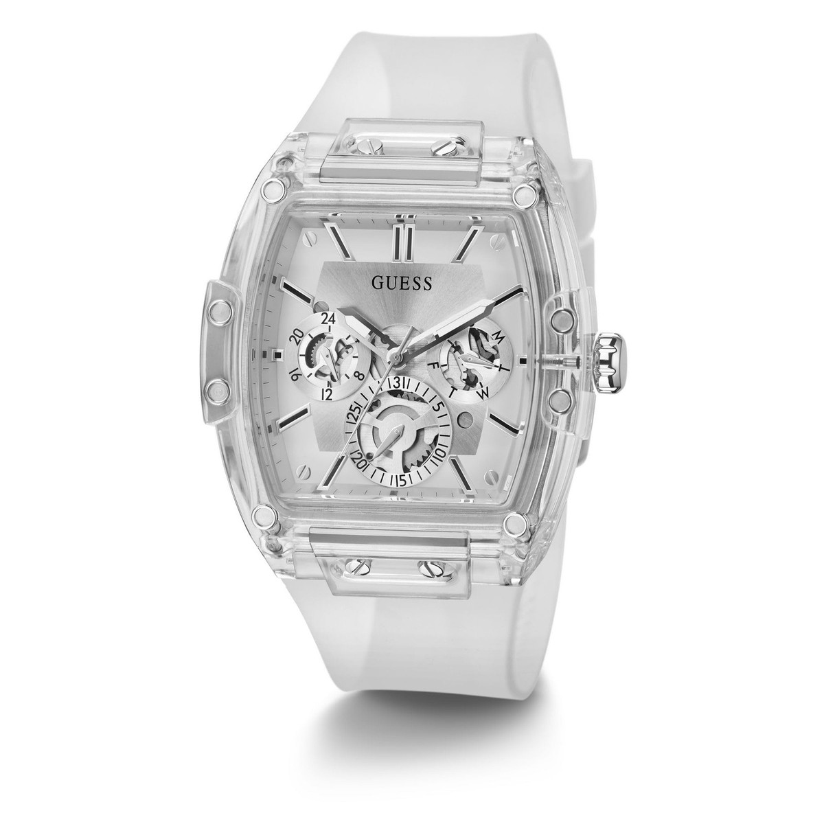 Guess Men's Phoenix MultiFunction White Rubber Strap Watch - GW0203G1 NEW View 2
